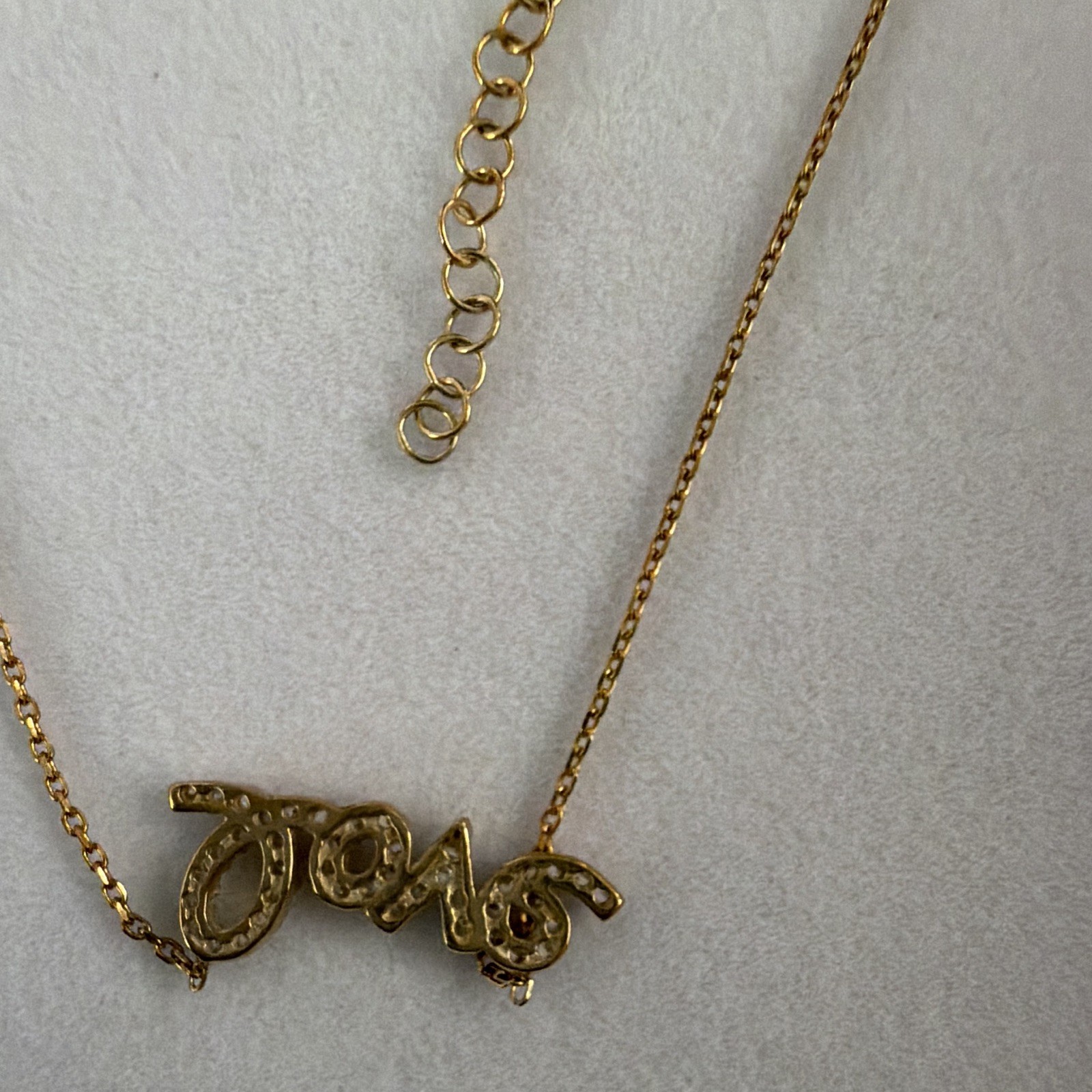 Sterling silver gold plated Love Script Pavé Crystal Pendant Necklace Adjustable