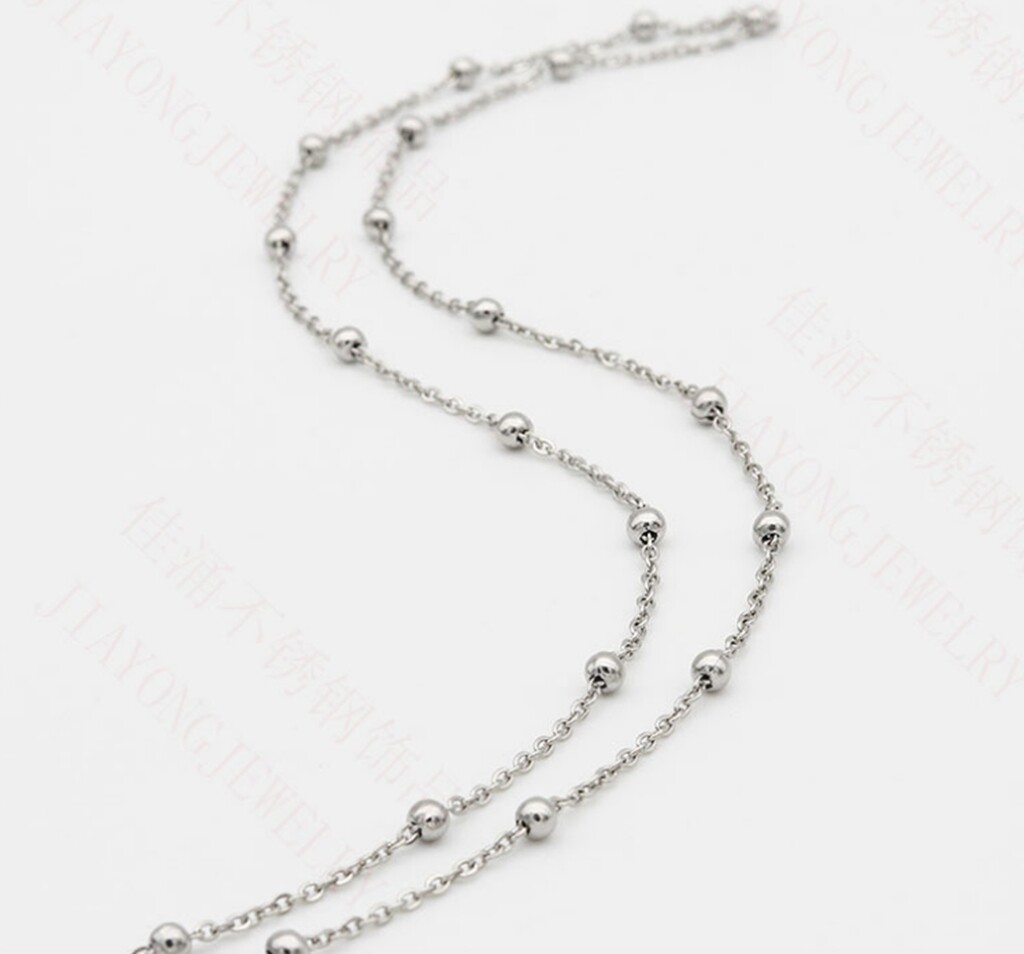 Women Gold Plated Titanium Stainless Steel 3mm Bead Chain Choker Necklace 14-18″
