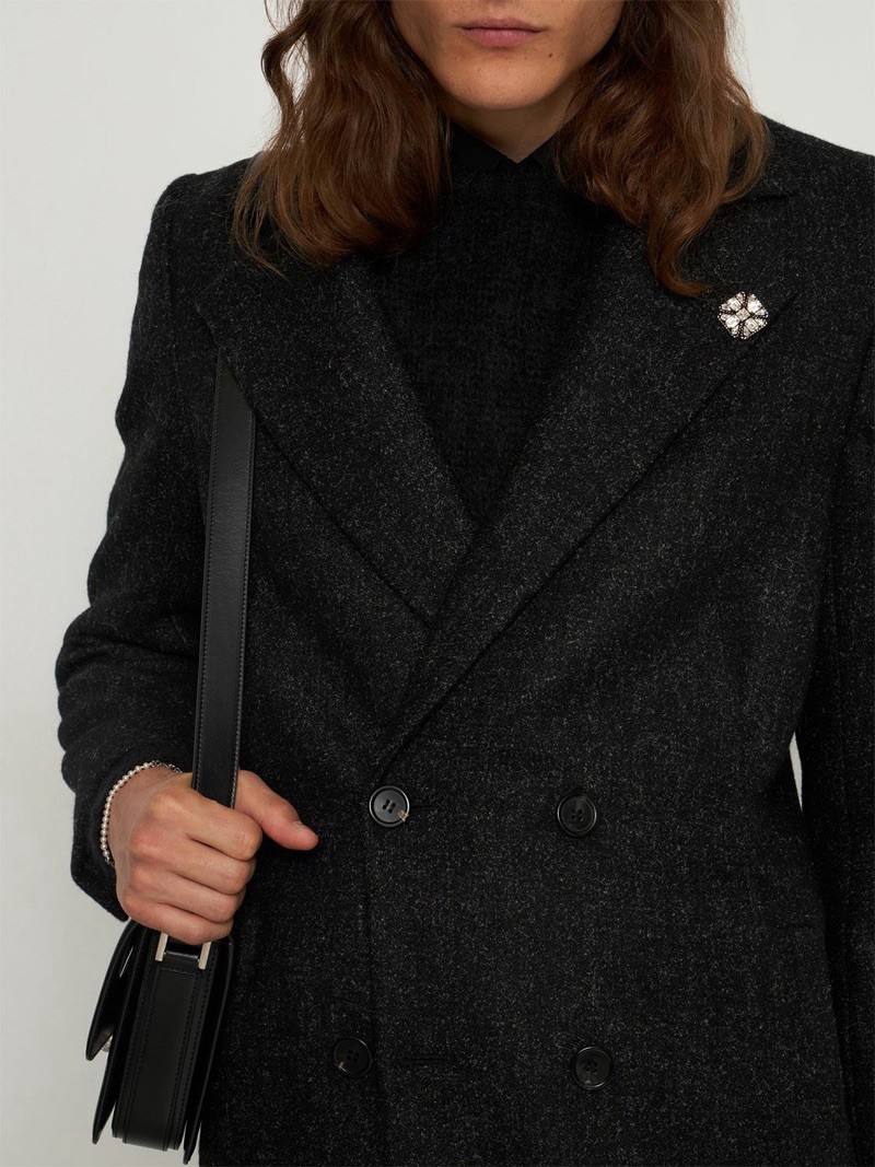 NIB YSL Saint Laurent Cross Croix Crystal and Metal Brooch in Silver Unisex $650