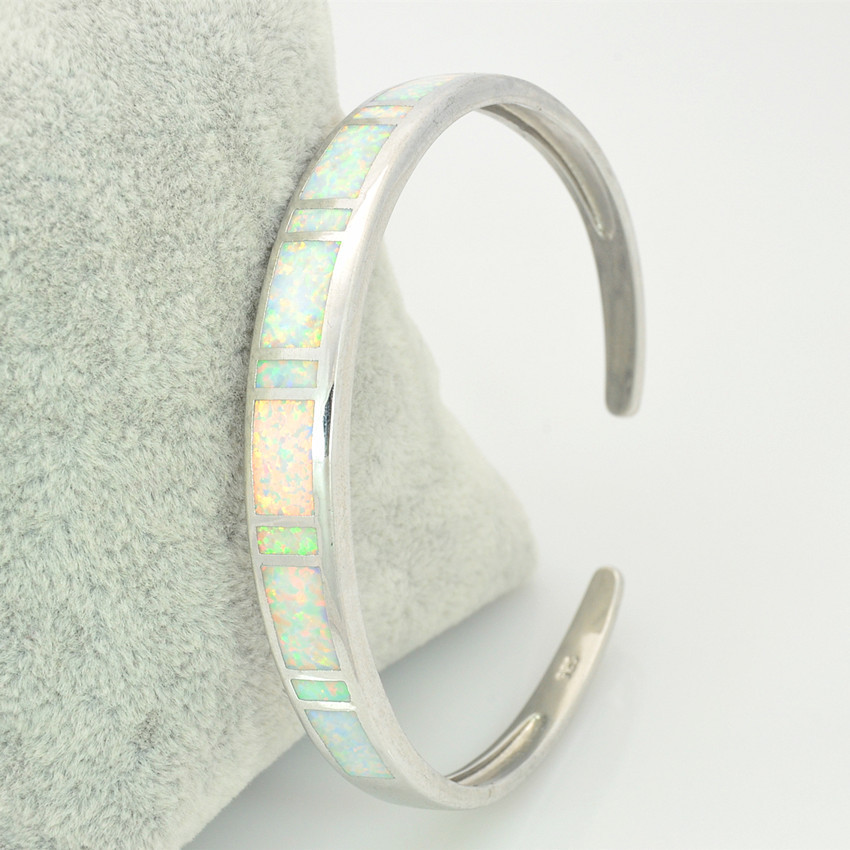 Vikoly White Opal Bangles Top Quality Silver Plated Fashion Jewelry For Women