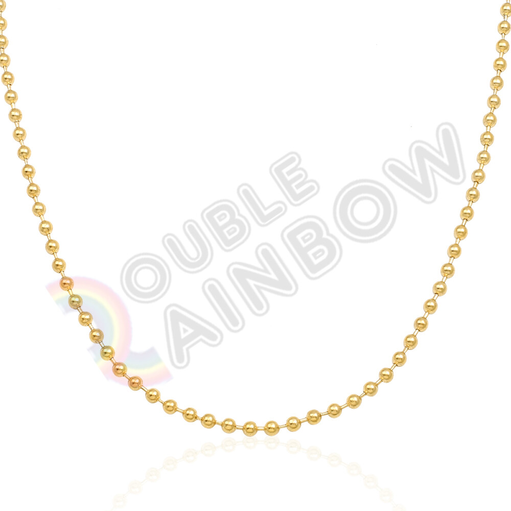3mm Men Women Stainless Steel Necklace Bead Ball 18-30″Chain 14k Gold Plated*C21