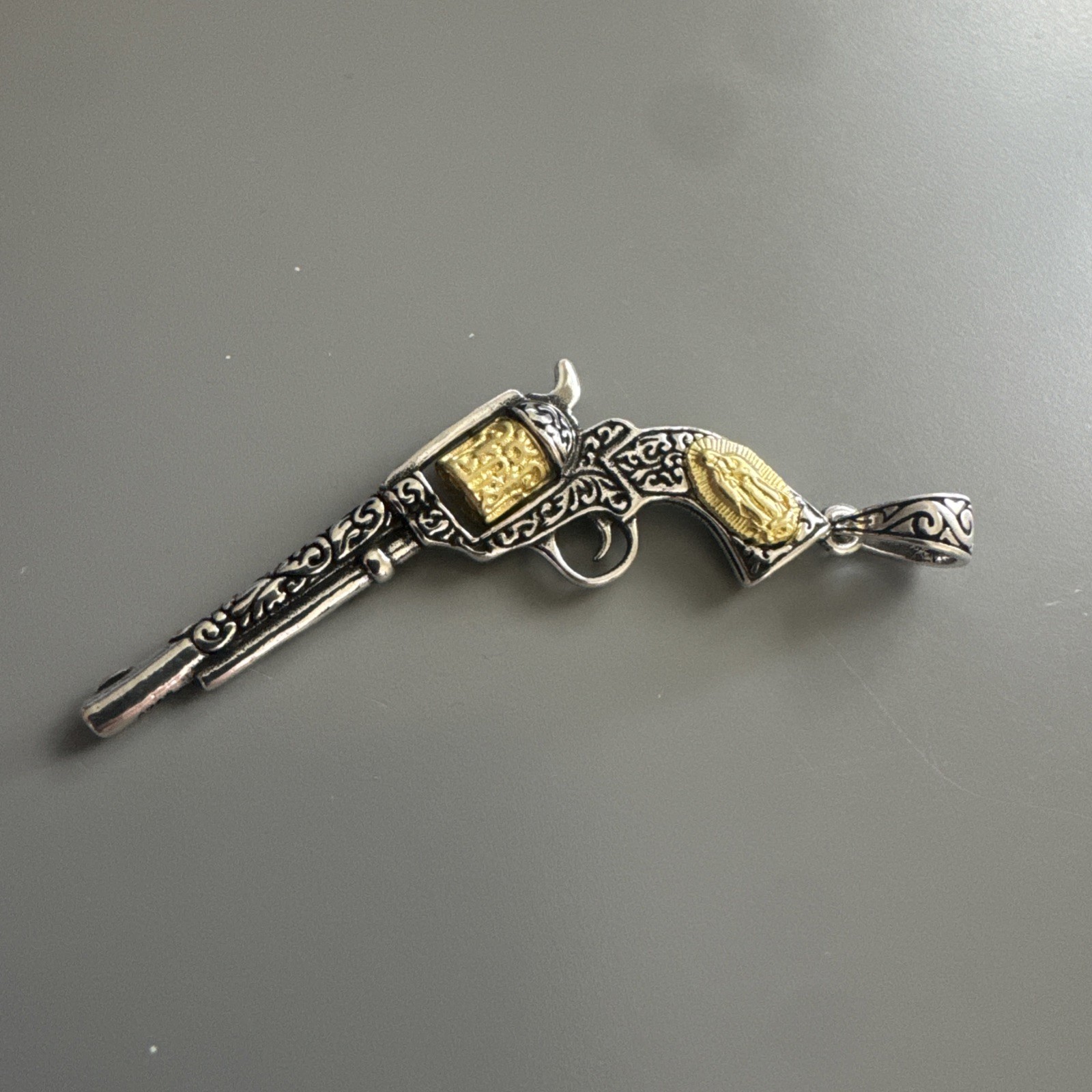 Revolver Gun Pendant Stainless Steel 24” Chain Western Cowboy Men’s Gift Shooter