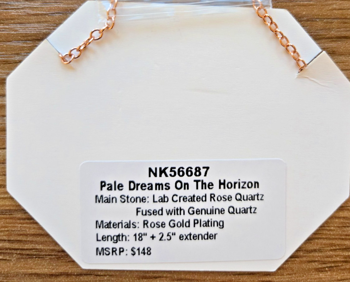 Bomb Party NK56687 “Pale Dreams On The Horizon” Rose Quartz. Rose Gold Necklace
