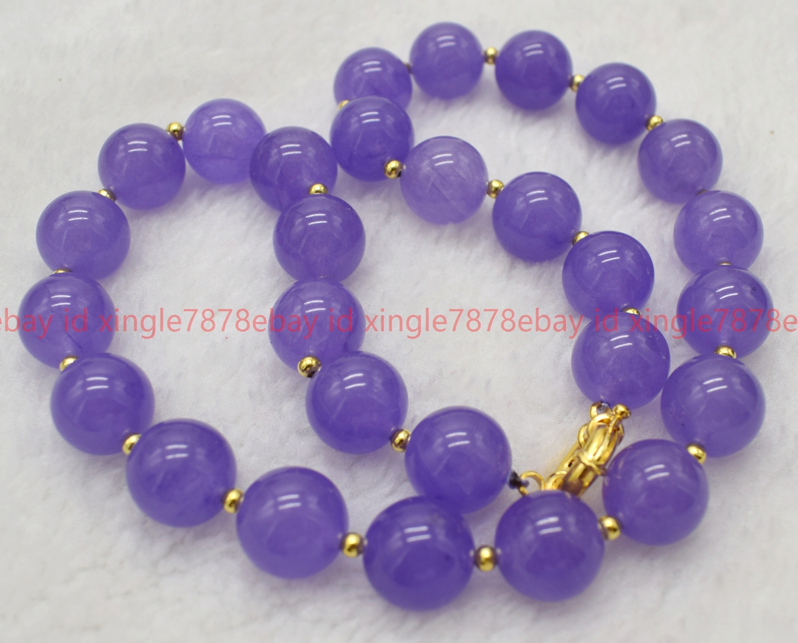 Natural 8/10/12/14mm Purple Lavender Jade Round Gemstone Beads Necklace 18-36in
