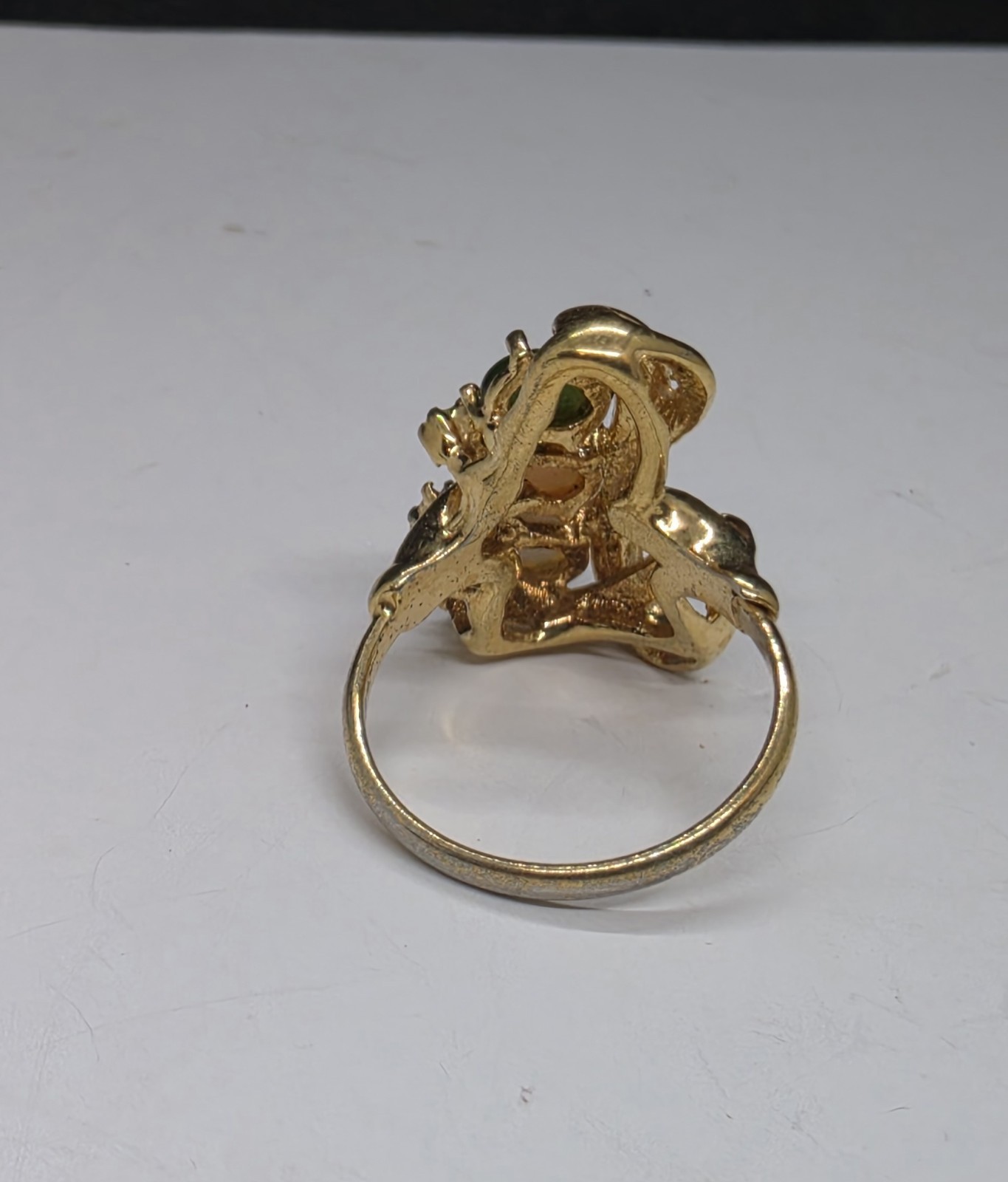 Vintage Ana BeKoach Cocktail Ring Multi Colored Cabochons 14K Gold Fill Size 6.5
