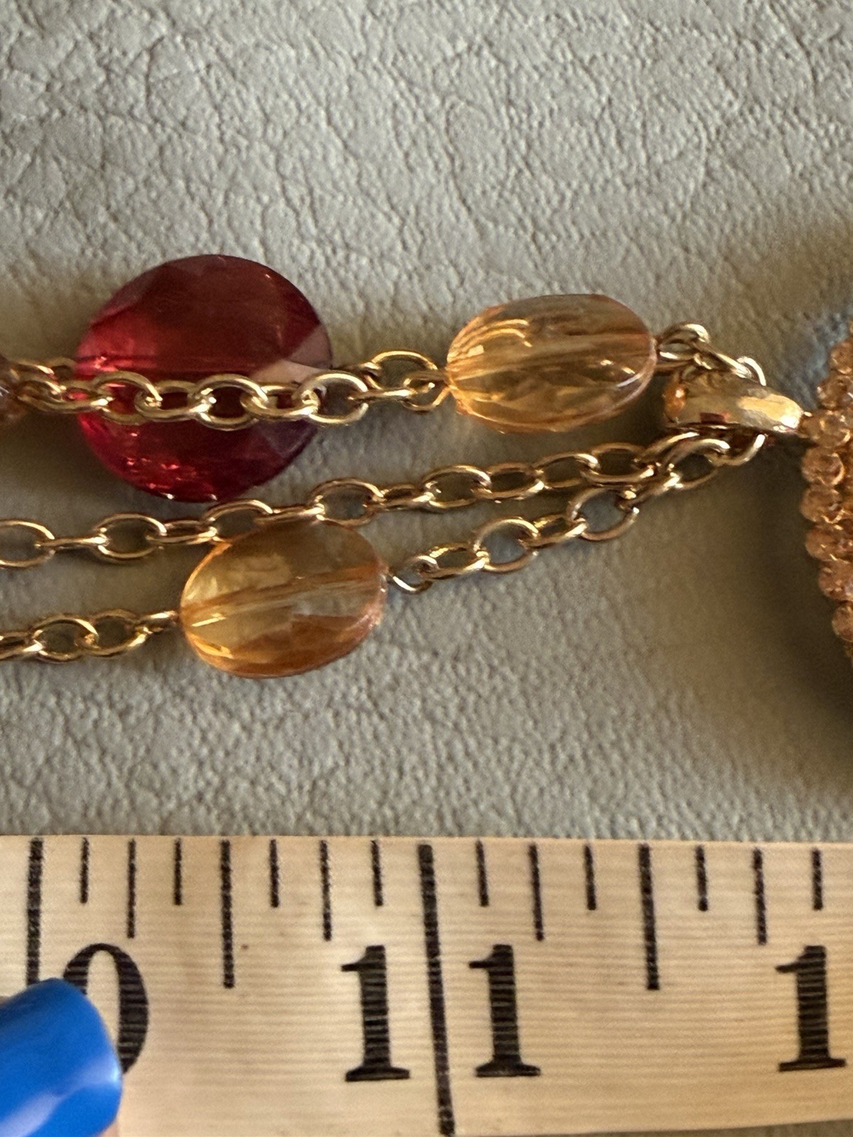 Birch Hill Double Strand Red and Gold Acrylic Beaded Stations Necklace 22″