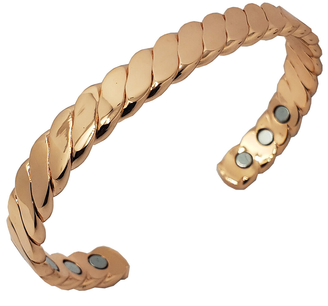 Magnetic Therapy Bracelet Plated Copper Arthritis Pain Relief Twisted Open Cuff