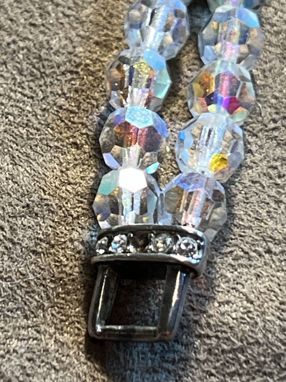 Oksana Silver Tone Costume Bracelet Clear Crystals 7” See Description