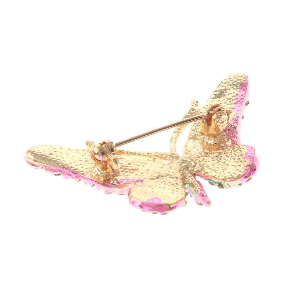 Gold Tone Alloy Metal Crystal Butterfly Brooch With Rhinestone P1173-GNP