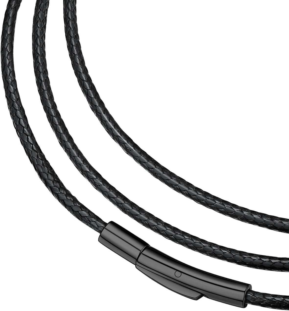 Braided Leather 2MM/3MM Necklace Cord for Men with Stainless Steel Snap Clasp…