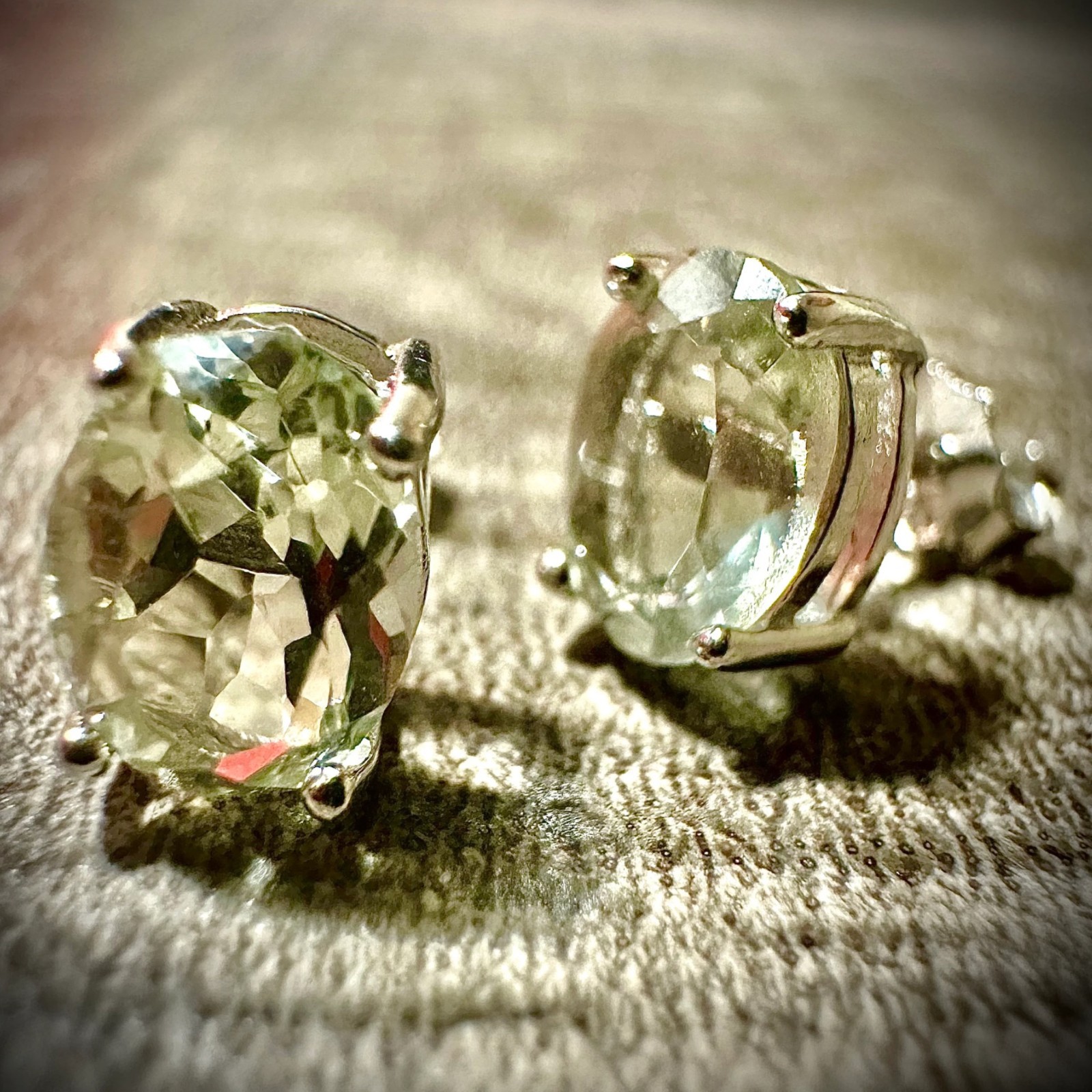 Green Amethyst Stud Earrings Sterling Silver 925 Created oval 6MM Stud for Women