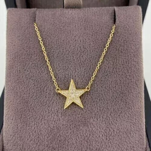 Round Cut Simulated Diamond Women’s Stunning Star Pendant 14K Yellow Gold Plated