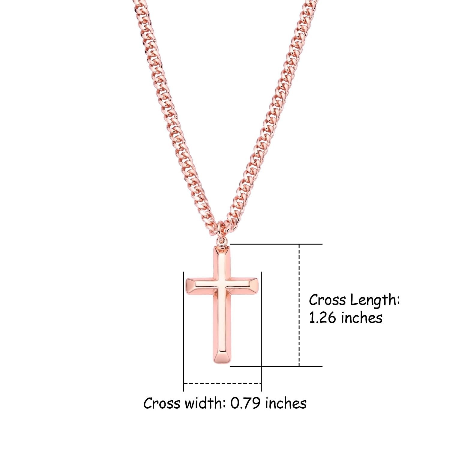 Copper Cross Necklace for Men & Boys – 99.9% Pure Copper Pendant & Chain, 18″-24