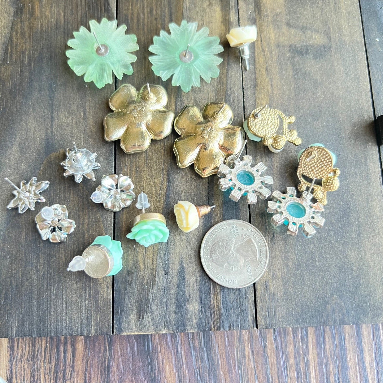 ⁠8 Pair Floral Stud Earring Lot Cottagecore Statement Enamel Flower Resin Retro⁠