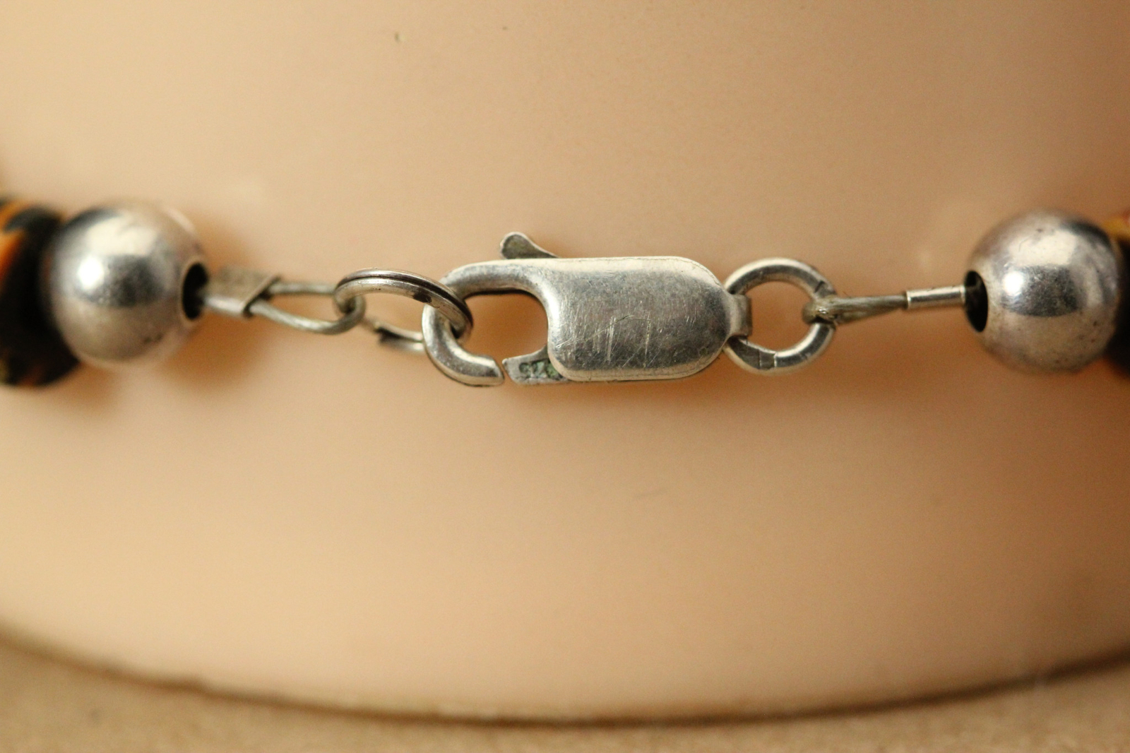 Animal Print Beads 925 Sterling Silver Bracelet 7-1/2″ 9.1 Grams (BR5358)