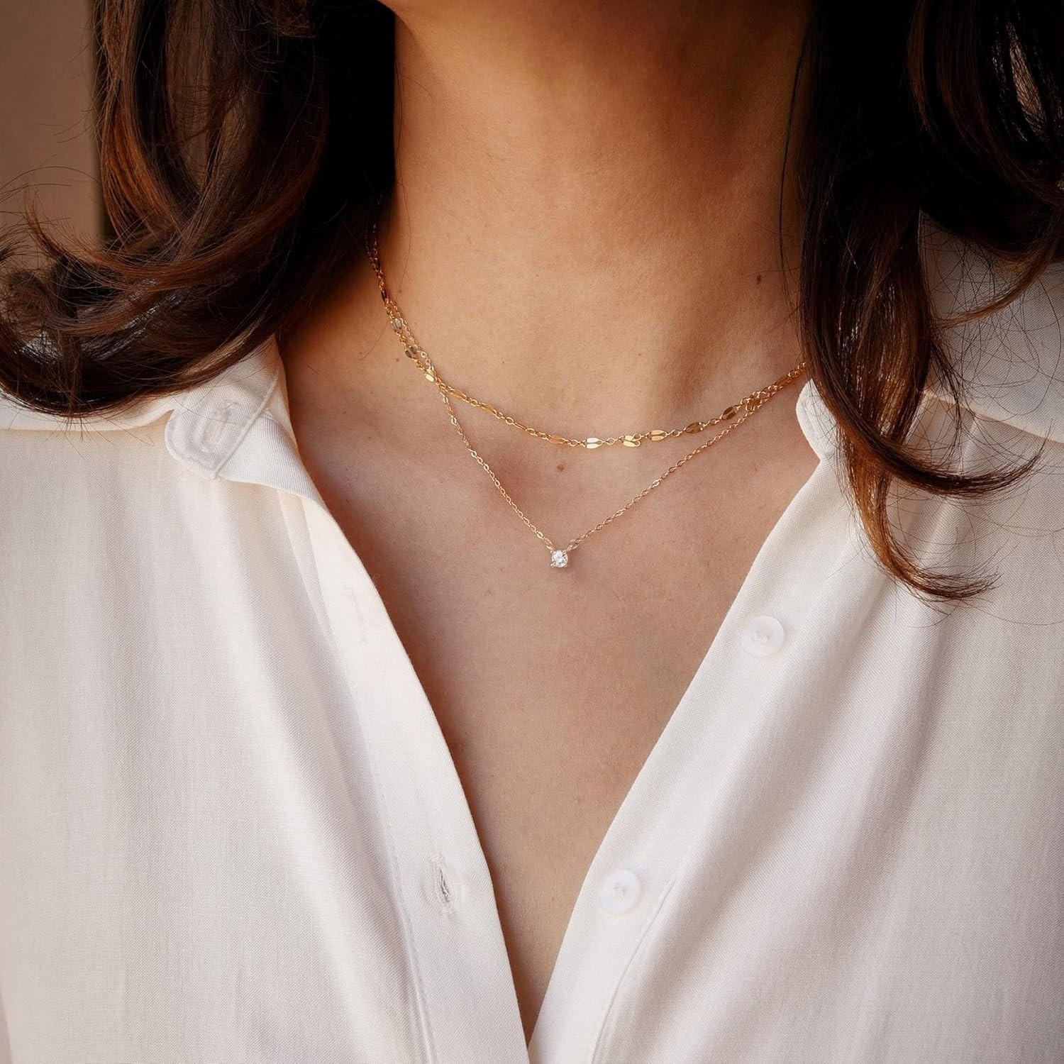 Adjustable 14k Gold Plated Cubic Zirconia Necklace – Perfect for Any Occasion