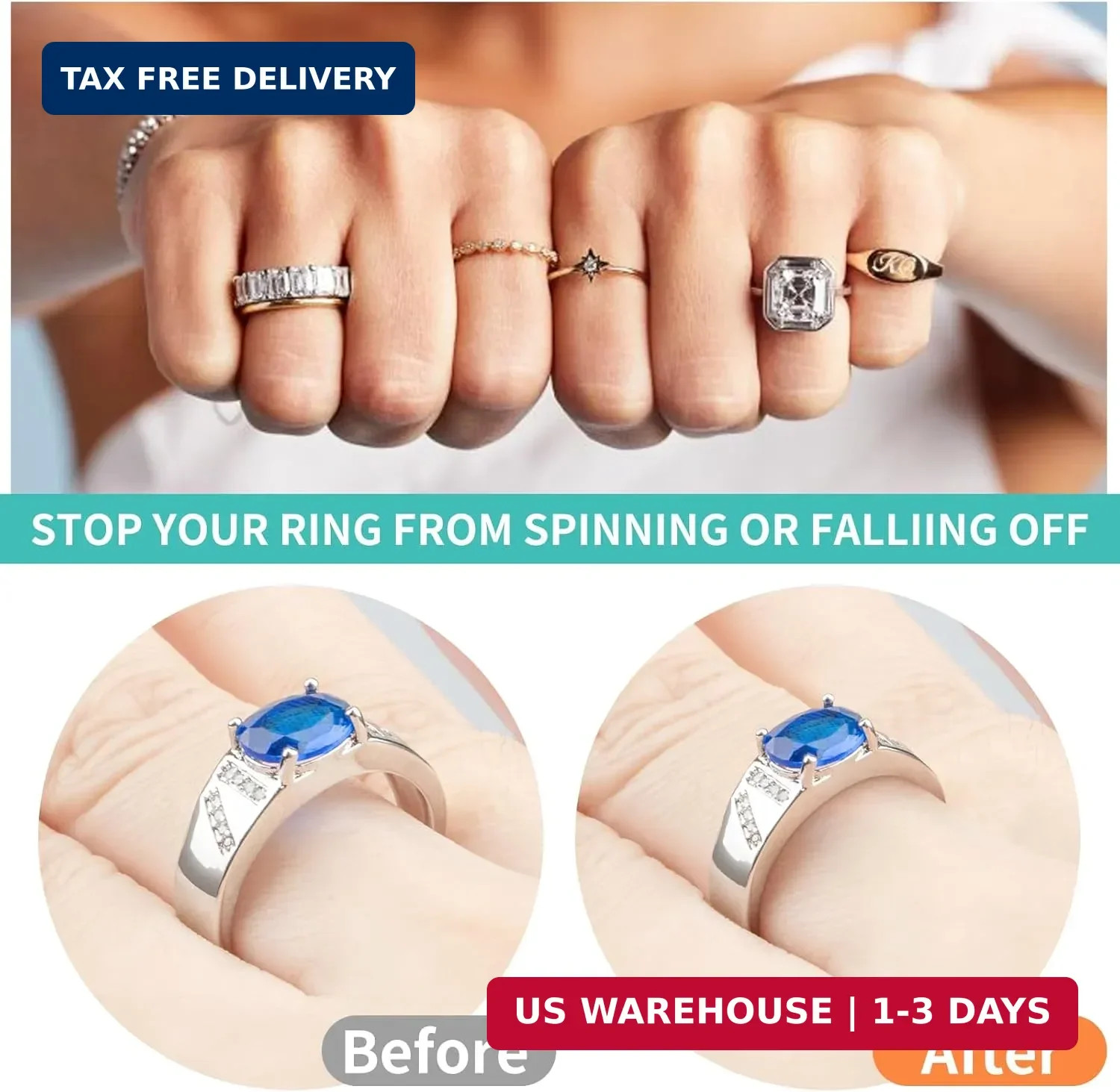 Ottemax Ring Sizers for Loose Rings – 12Pack, 12 Sizes, Ring Guards for Women& M