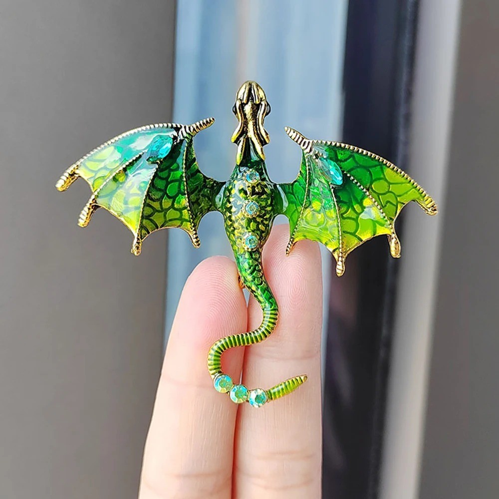 1pc Dragon Brooch Pin Enamel Crystal Animal Badge Jewelry Gift – Animal Pins