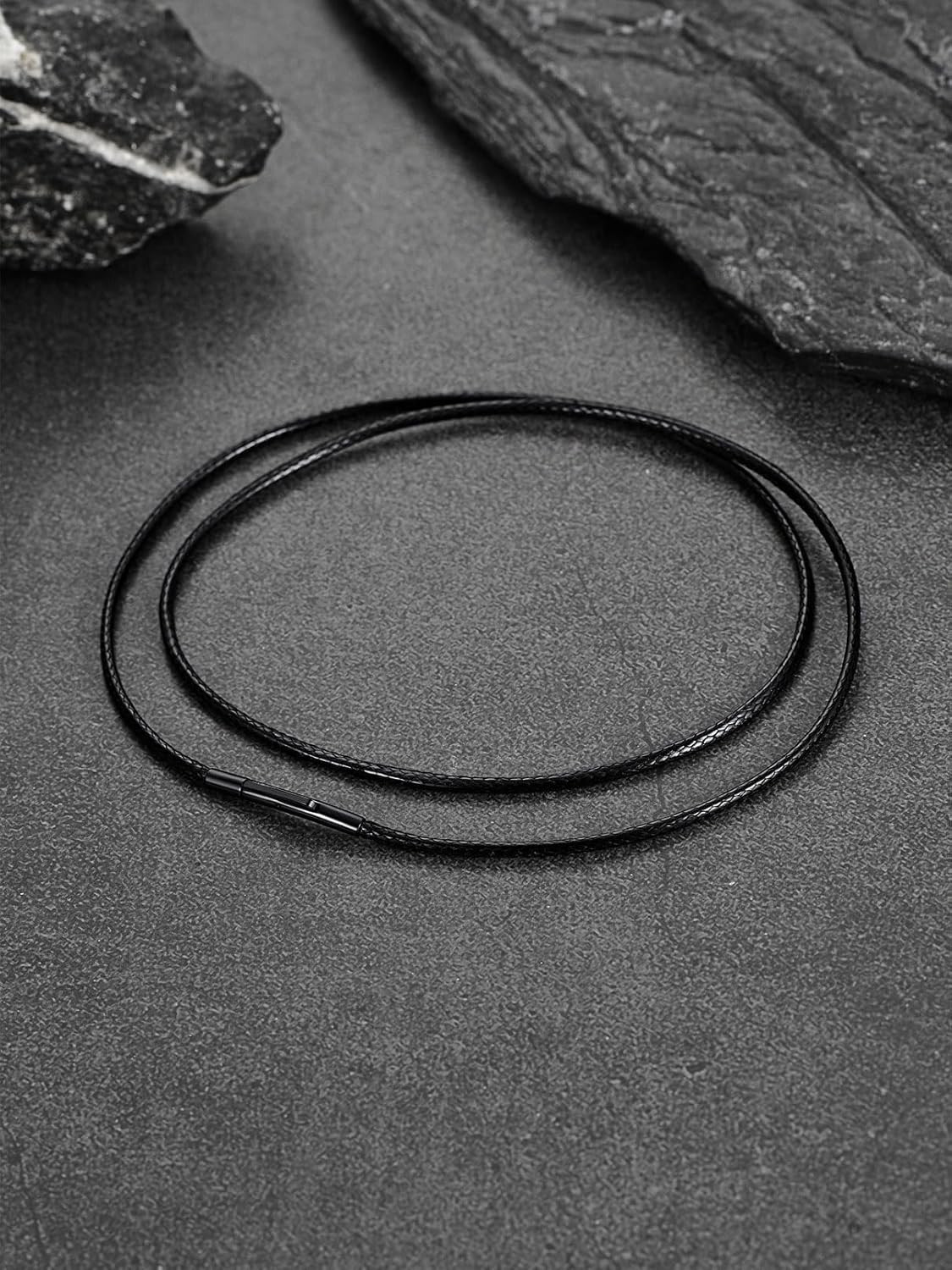 Braided Leather 2MM/3MM Necklace Cord for Men with Stainless Steel Snap Clasp…