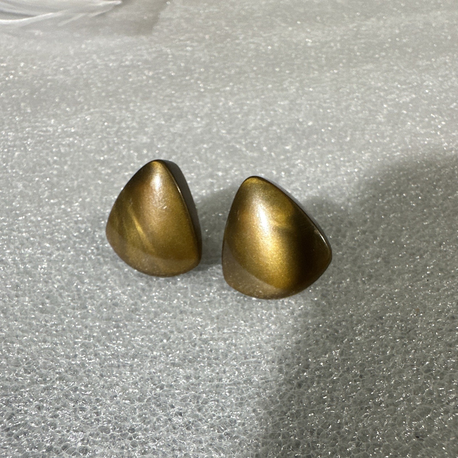 Gold Tone Triangle No Stone Stud Earrings Screw Back Pair Metal Lobe