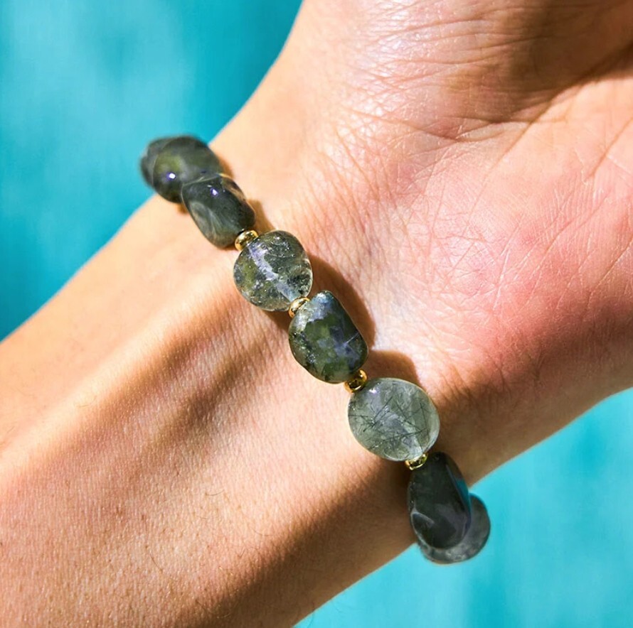 Raw Moss Agate Gemstone Beads Healing Crystal Dainty Bracelet Reiki Energy Gift