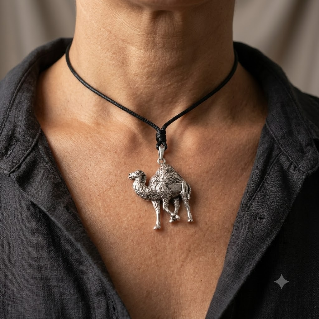 Cute Camel 92.5 Sterling Silver Gold Brass Charm Necklace Pendant Jewelry