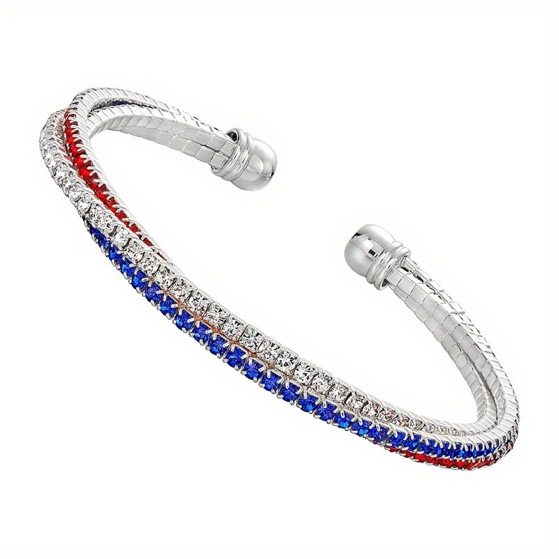 Red White Blue Bracelet USA Patriotic Bangle 4th of July Jewelry Gift for Women
