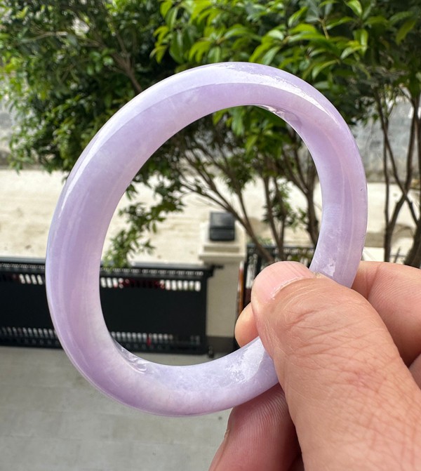 Natural Grade AAA Ice Lilac Lavender Burmese Jade jadeite bracelet bangle 60.5MM