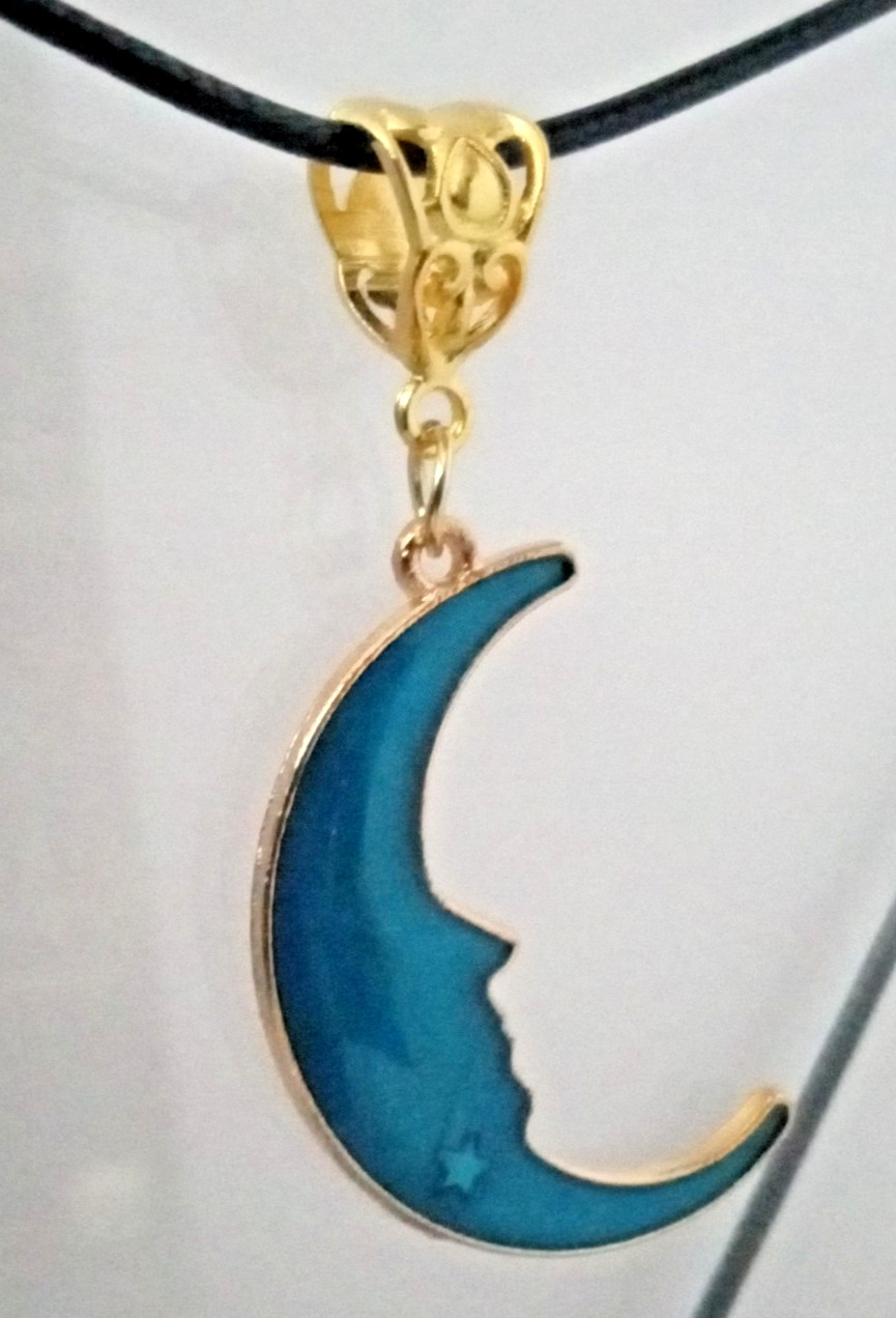 Crescent Moon Face Pendant Charm 18″ Adjustable Necklace NEW!