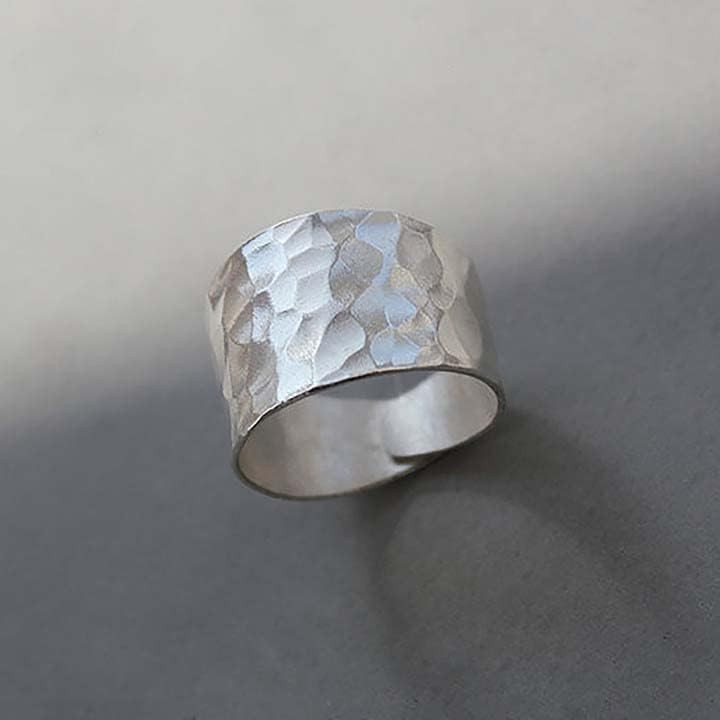 925 sterling silver wide ring, handcrafted, retro Bohemian style