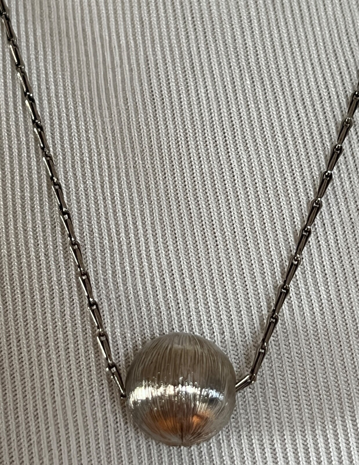 NIB Saint Laurent YSL Spherical Ball Pendant Silver Brass Chain Necklace $695