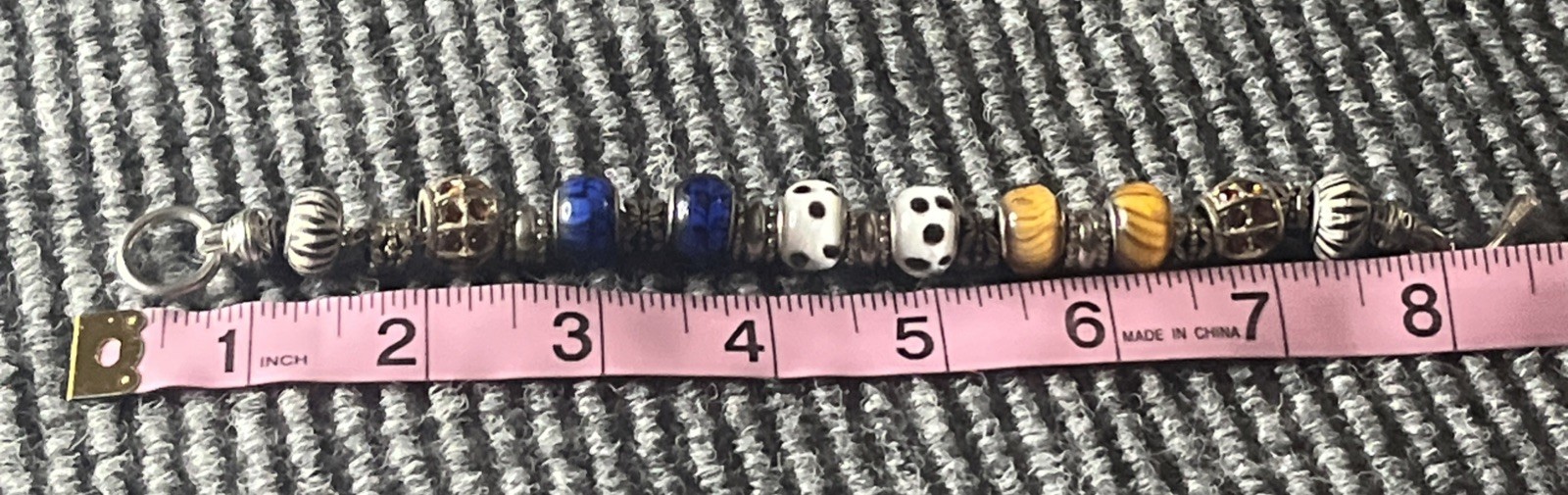 Unique Blue Yellow Glass Bead Dice Charm Bracelet European Style Jewelry