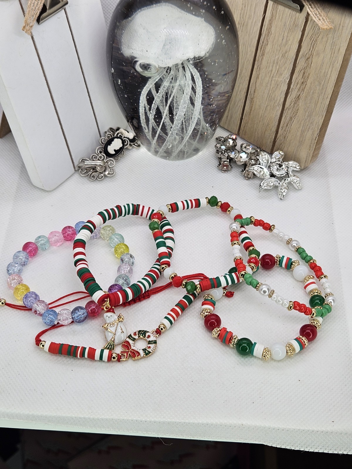 Joyful Christmas Colored Set Of 6 Bracelets Bundled For Xmas Gifts