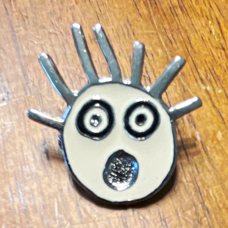 Katie Freedman Scared Face Pin Asymmetrical Brooch, White/Black Details