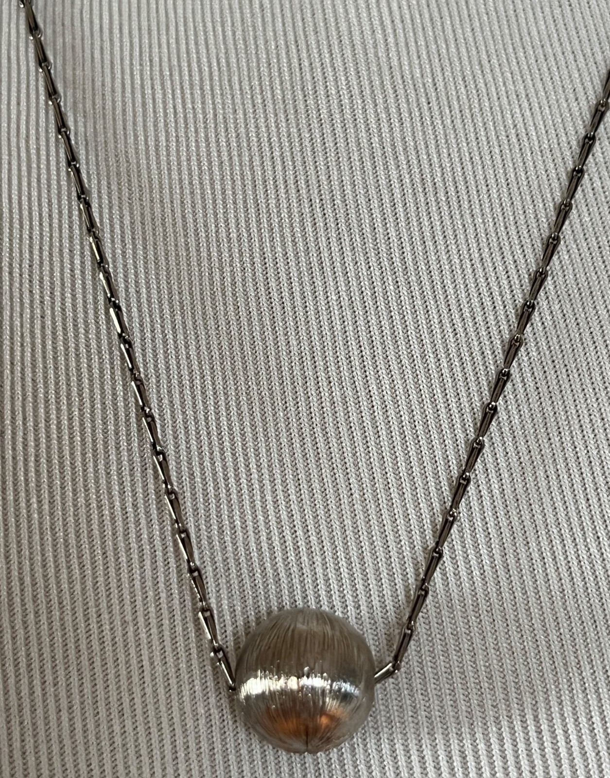 NIB Saint Laurent YSL Spherical Ball Pendant Silver Brass Chain Necklace $695