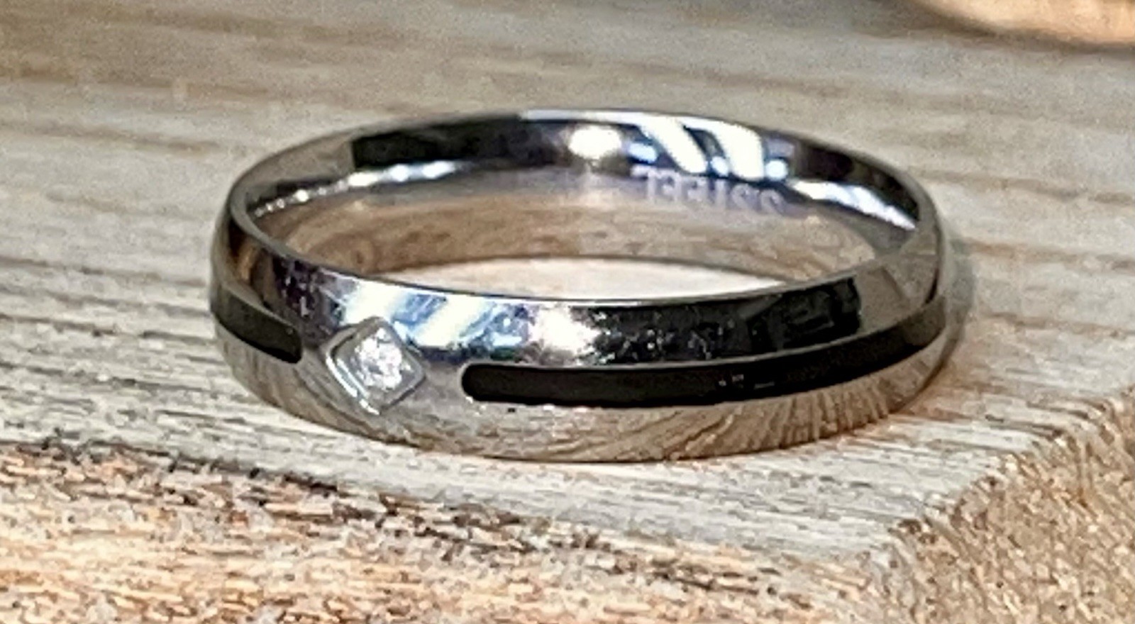 Stainless Steel Rings. Set Of 2. One With Cubic Zirconia Size10 The Other Size11