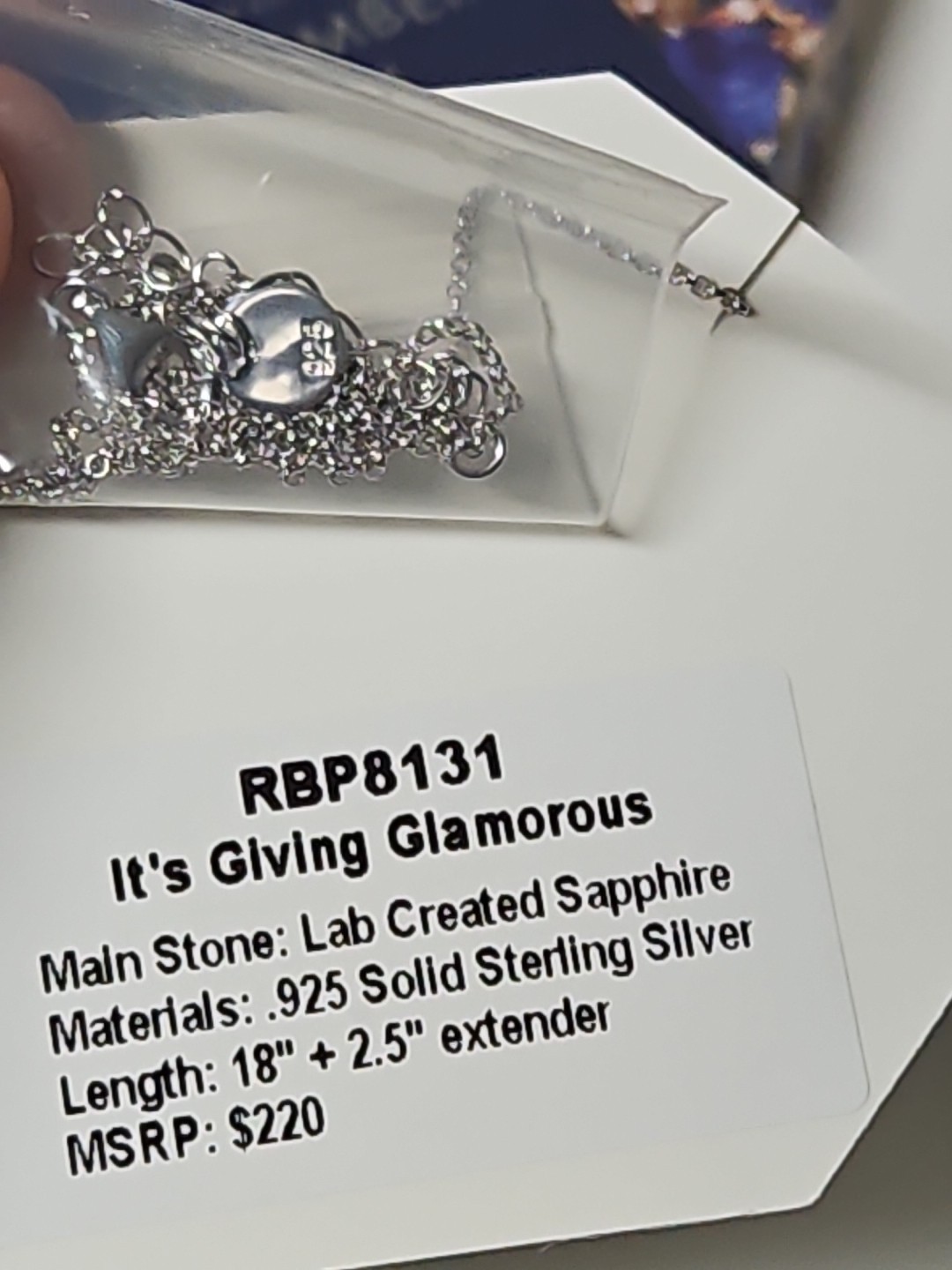 Bomb Party Sept 2024 Lab Sapphire 925 Sterling Necklace Giving Glamorous
