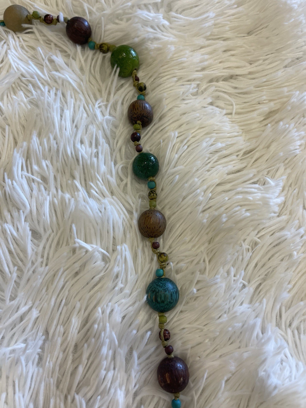 Women’s Slip-On 22” Necklace Multi-Colored Wooden Beads Made In The Deep South
