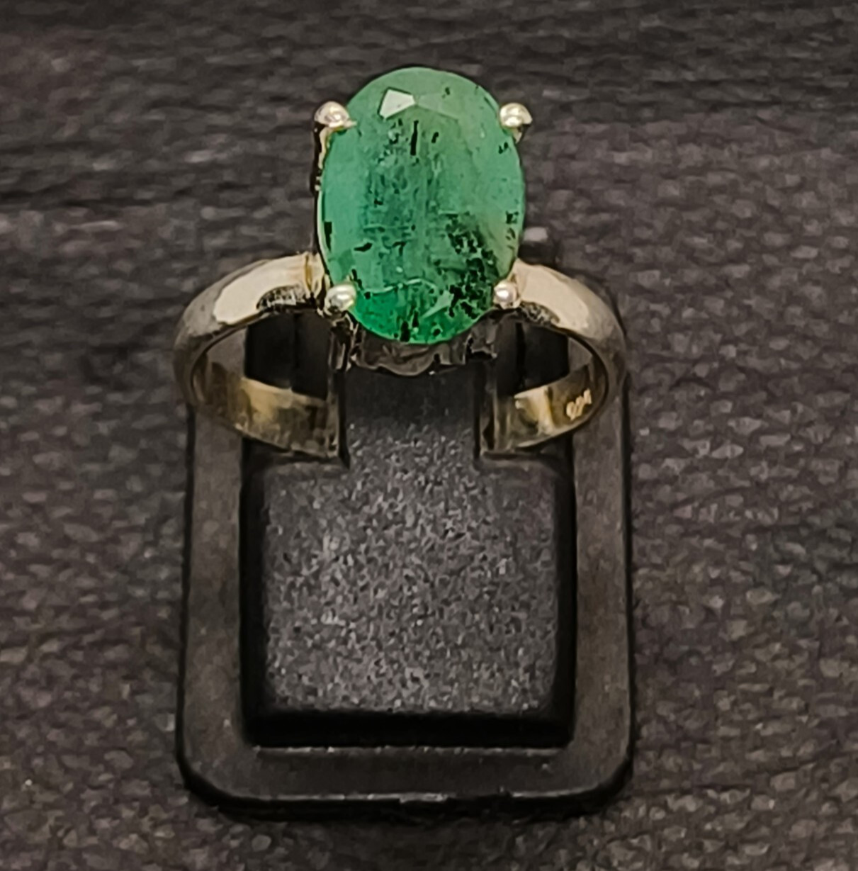 Natural Zambian Emerald Ring Sliver Zambia Green Emerald Ring Stone US Size 6.5