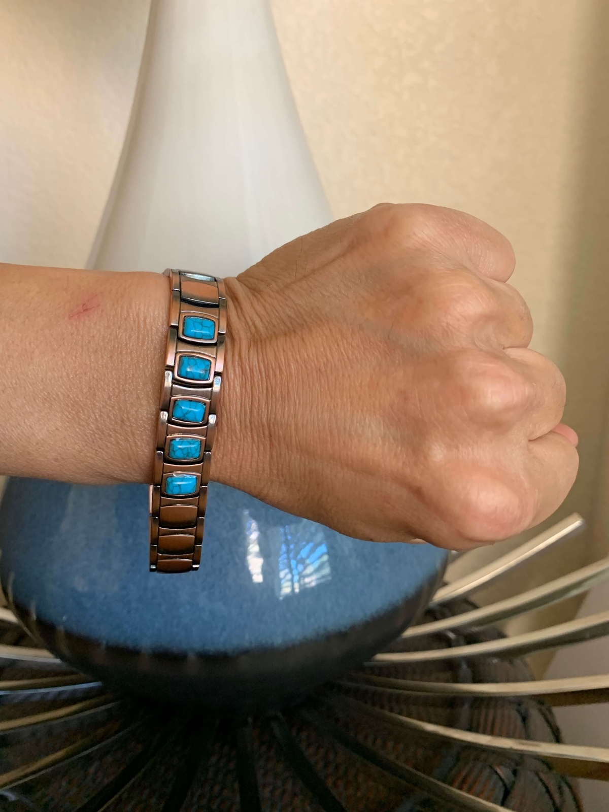 Turquoise Pure Copper Magnetic Bracelet Arthritis Pain Relief Energy