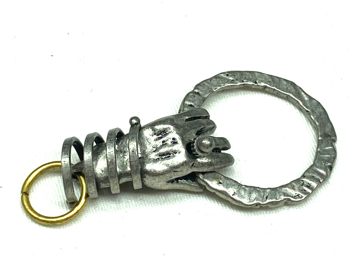 Silver Tone Modern Hand Holding Charm Holder Pendant Metal Wrap