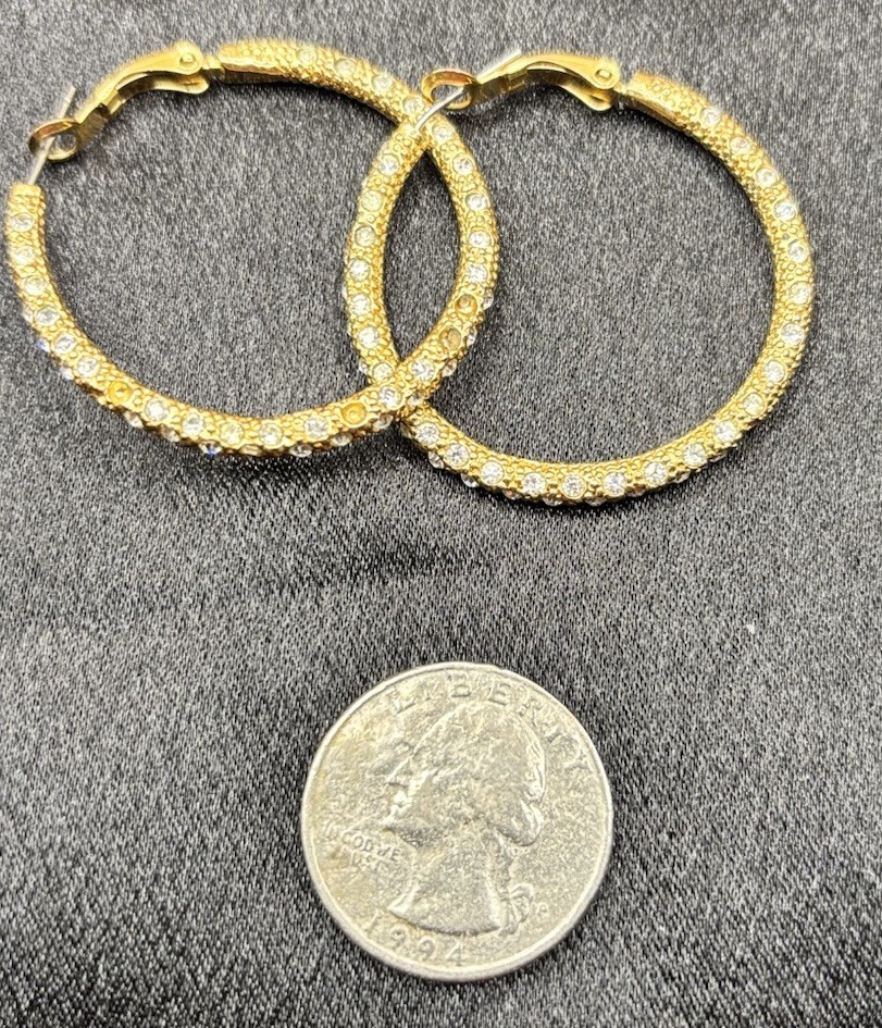 Hoop Earrings Lot Gold Tone Twisted Textured 8 Pair