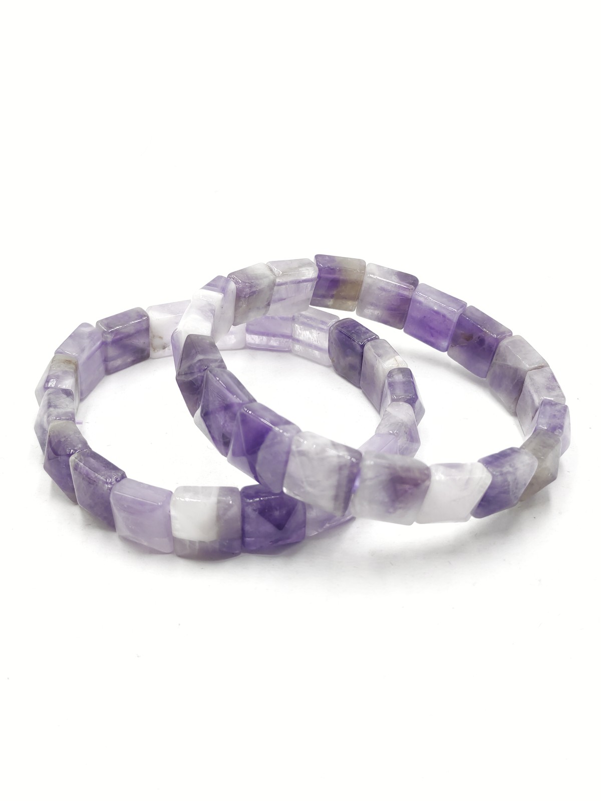Chevron Amethyst Double Drill Pyramid Shape Bracelet Size 10mm Length 7.5″