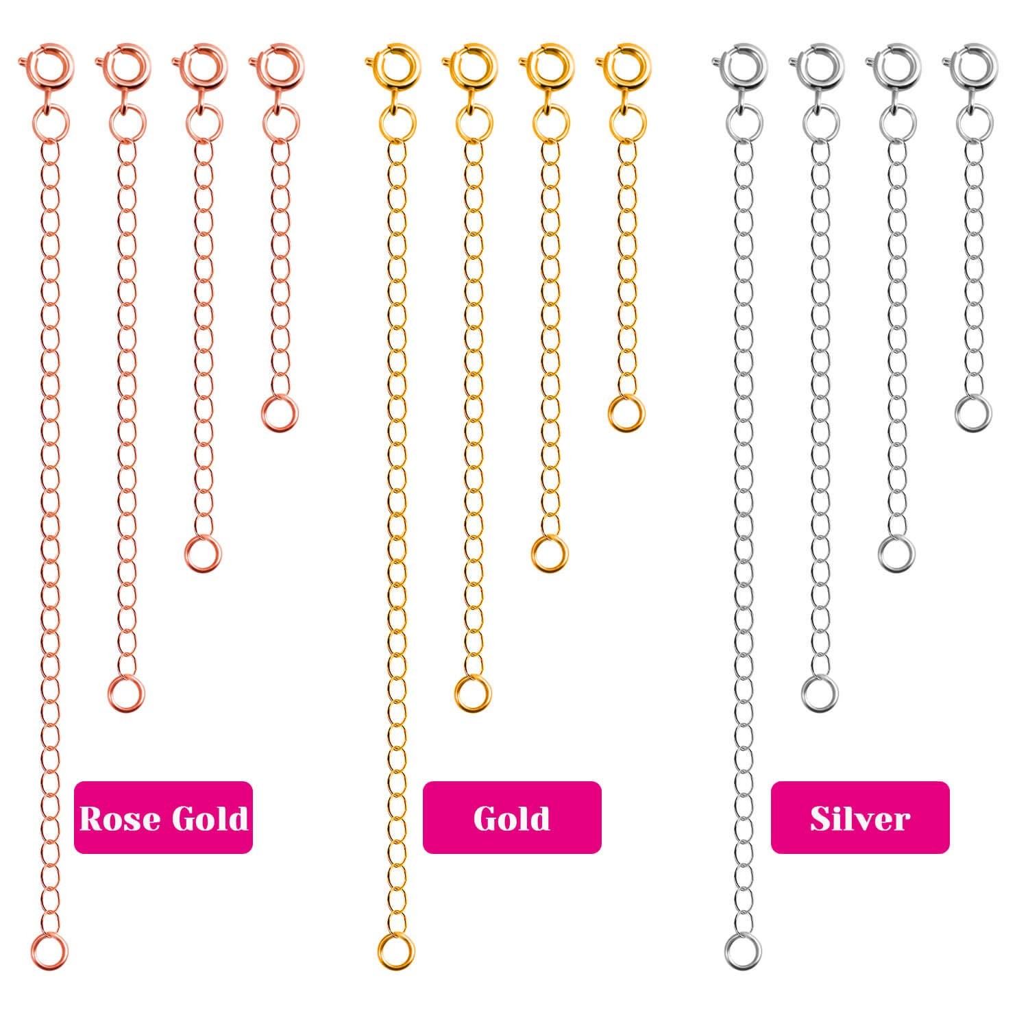 Jewelry Extenders for Necklaces, Anezus 12pcs Necklace Extenders, Chain Extender