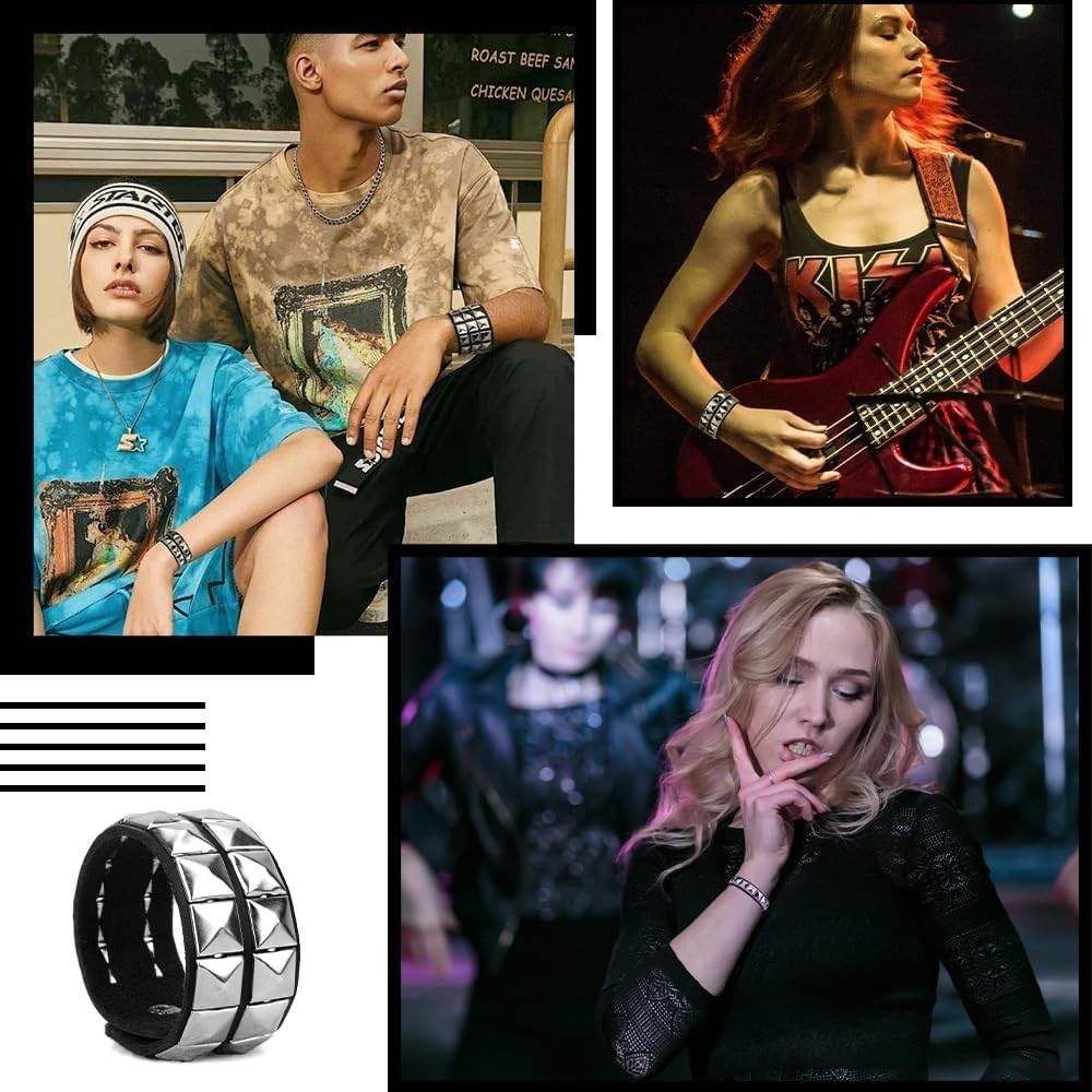 Classic Black Studded Arm Bands – Retro Punk Bracelets for All Occasions