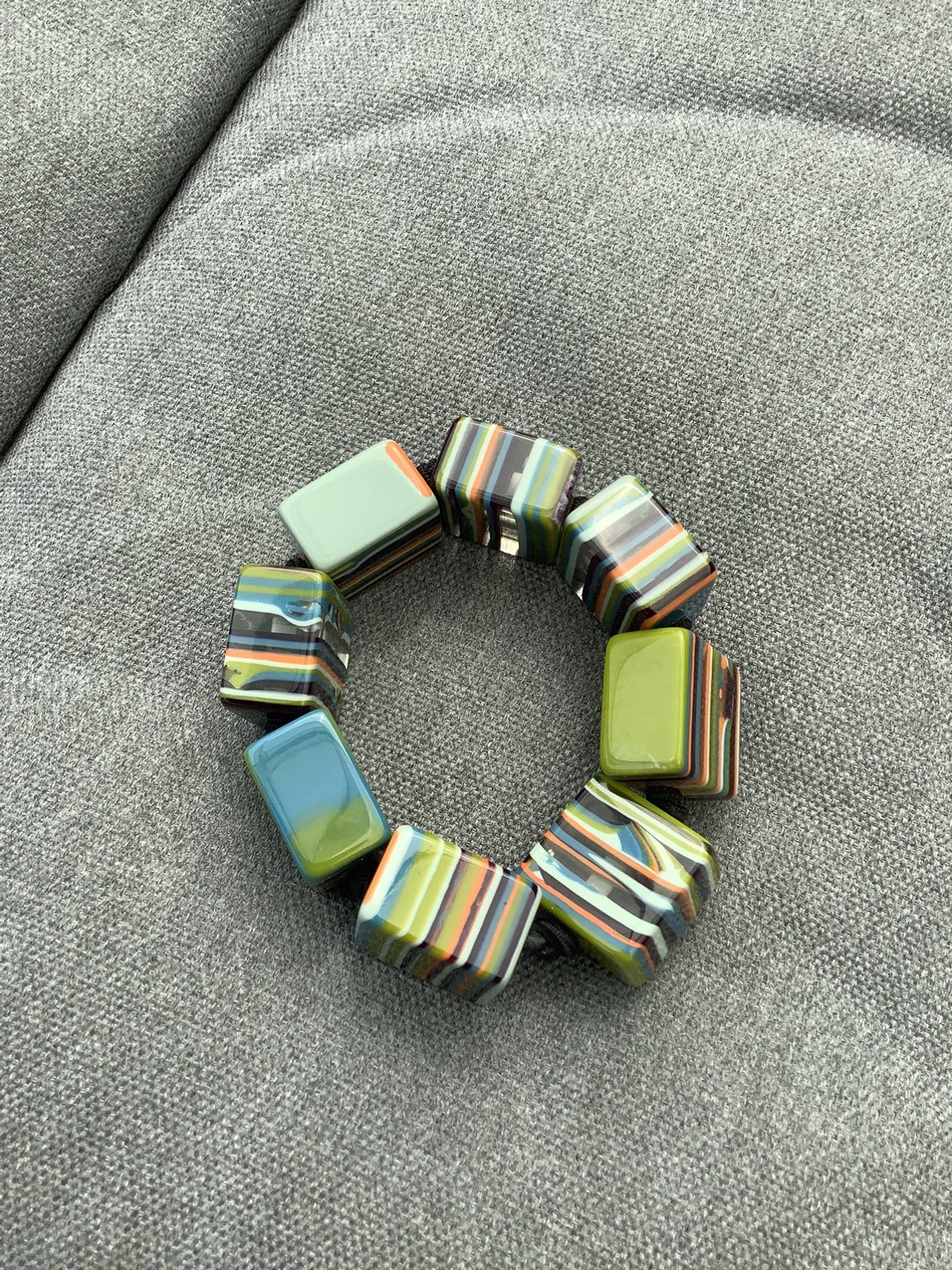 Beautiful Resin Stripe Chunky Bead Bracelet Statement Costume
