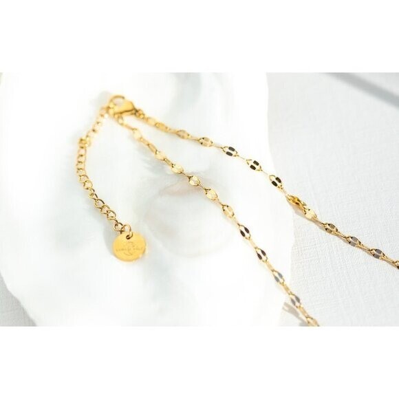 WATERPROOF Gold Chain Necklace Layering Necklace Dainty Gold Sparkle Chain