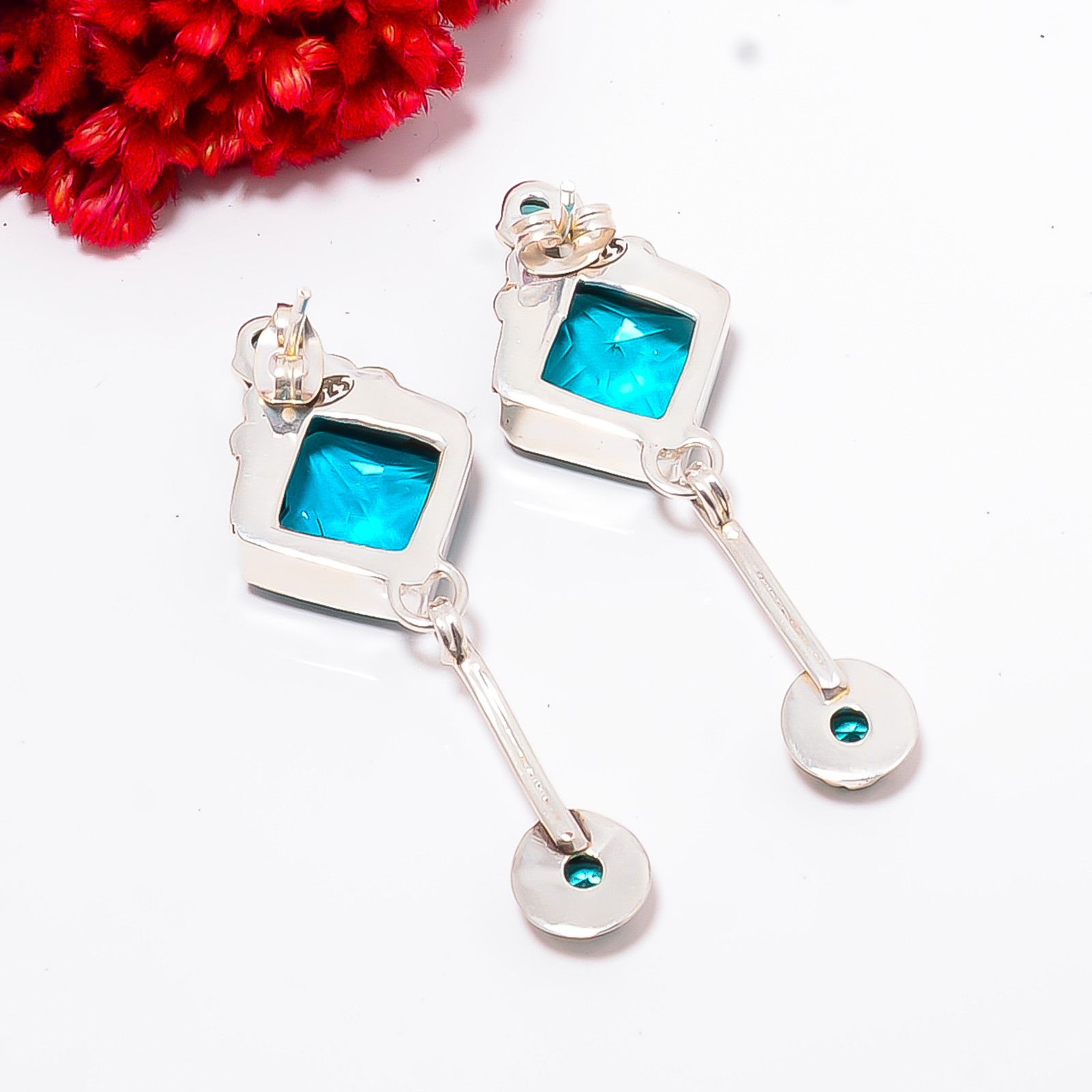 Paraiba Tourmaline Gemstone 925 Sterling Silver Earring 1.68″ E10272103225