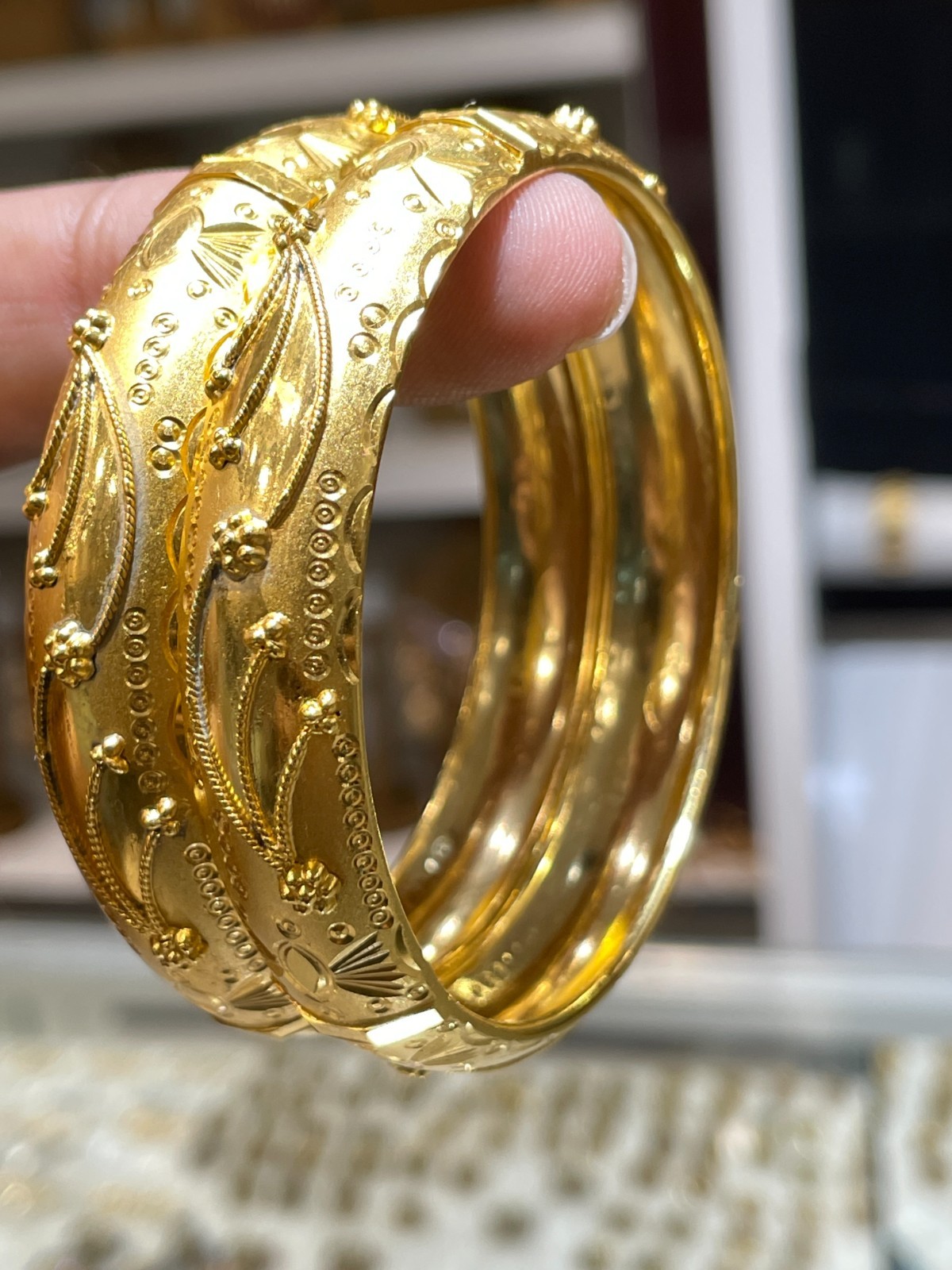 2.6 Gold Plated Top Dubai Bangles 2Pcs Set Bracelets Bridal For Woman Handmade