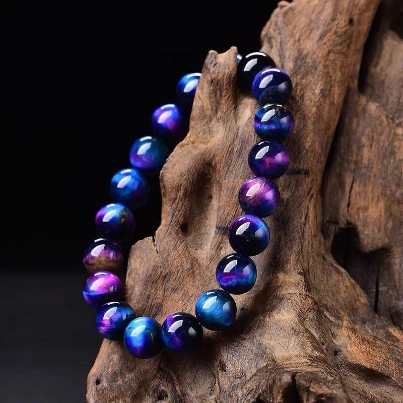 Galaxy Tiger Eye 8mm Beaded Healing Protection Strength Stretchy Bracelet Gifts